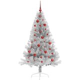vidaXL Umjetna preddekorirana božićna jelka srebrna 150 cm PET | Shoptok.si