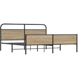 Metalni Kovinski posteljni okvir brez vzmetnice dimljen hrast 150x200cm, (21611015) | Shoptok.si