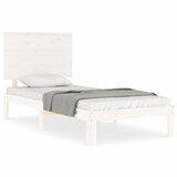 The Living Store Posteljni okvir z vzglavjem bel 100x200 cm trden les - Posteljni Okvir, (21529629) | Shoptok.si