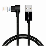 kabel USB/Lightning, Arcade, magnetski, platneni, 1.2m, 3A, crni