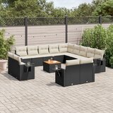 vidaXL 14-dijelni set vrtnih sofa s jastucima poliratan crni | shoptok.hr