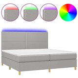  Box spring postelja z vzmetnico LED sv. siva 200x200 cm blago, (20726671) | Shoptok.si