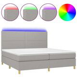  Box spring s madracem LED svjetlosivi 200x200 cm tkanina | shoptok.hr
