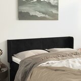  Uzglavlje s ušima crno 147x16x78/88 cm baršunasto | shoptok.hr