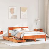 Maison Chic Posteljni okvir - Dvoposteljna postelja - Zakonska postelja brez vzmetnice vošč. rjav 150x200 cm borovina-J13137, (21763257) | Shoptok.si