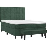 vidaXL Box spring postelja z vzmetnico temno zelena 140x200 | Shoptok.si