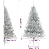 vidaXL Umjetna preddekorirana božićna jelka srebrna 180 cm PET | Shoptok.si