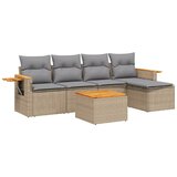  6-dijelni set vrtnih sofa s jastucima bež od poliratana Slike