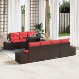  Set sofe s jastukom 8 pcs Smeđa i crvena poliratan | shoptok.hr