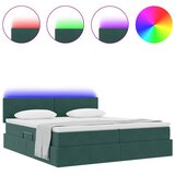  Krevet s LED trakama s pohranom Tamnozelena 200 x 200 cm Baršun | shoptok.hr