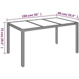  Vrtni stol sa staklenom pločom sivi 150x90x75 cm od poliratana | shoptok.hr