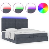 vidaXL Otomanski posteljni okvir z vzmetnicami siv 200x200cm žamet | Shoptok.si