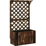 Podignuta vrtna žardinjera s rešetkom žardinjera s rešetkom cvjetna kutija drvo vrtna rešetka 64 x 33 x 122 cm ugljenisana