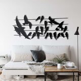 Wallxpert metalni zidni ukras 5023, ptice na žicama, 60 x 28 cm, crni | Eponuda.com