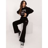 Fashion Hunters Black two-piece tracksuit with inscriptions