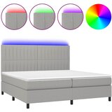  box spring s madracem LED svjetlosivi 200x200 cm tkanina | shoptok.hr