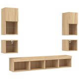 vidaXL Komplet TV omaric LED 8-delni sonoma hrast inženirski les | Shoptok.si