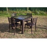  Baštenski set zara 4 stolice i sto sa staklom 90x90 braon Cene