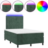  Krevet box spring s madracem LED tamnozeleni 120x200 cm baršun | shoptok.hr