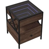 vidaXL Klubska mizica z neskončnimi LED rjavi hrast 40x40x51 cm | Shoptok.si