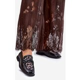 VINCEZA Leather Patent Moccasins With Mesh Black 31931 | ePonuda.com