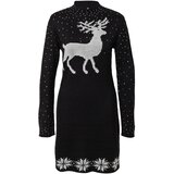 Pieces Pletena obleka 'FIRA' črna / off-bela | Shoptok.si