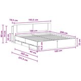  Okvir kreveta s pohranom s uzglavljem Siva Sonoma 180 x 200 cm | shoptok.hr
