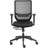 TrendOffice Vrtljiv pisarniški stol TO-SYNC, z naslonoma za roke in univerzalnimi kolesi, črne barve, mrežasto hrbtno naslonjalo Cene
