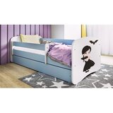  Drveni dječji krevet DJEVOJČICA s ladicom - plavi - 180x80 cm - Madrac PE pjena 8 cm-spužvasti madrac | shoptok.hr