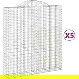  Obokane gabion košare 5 kosi 200x50x220/240 cm pocinkano železo, (20981918) | Shoptok.si