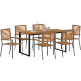 Vrtni set za objed 7 kom. Siva Čvrsto drvo akacije | shoptok.hr
