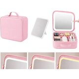  organizator putovanja i ogledalo s LED rasvjetom za make-up roza | shoptok.hr
