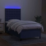 vidaXL Box spring postelja z vzmetnico LED modra 100x200 cm | Shoptok.si