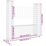  Gabionska košara U-oblika s 2 stupa 140 x 20 x 150 cm željezna | shoptok.hr