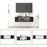 The Living Store Viseča TV omarica črna 100x30x26,5 cm iverna plošča - TV Omarica, (21738279) | Shoptok.si