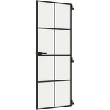 Sobna vrata tanka crna 76 x 201,5 cm kaljeno staklo i aluminij | shoptok.hr