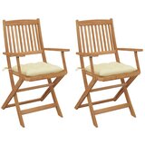 Maison Chic Zložljivi Vrtni Stoli - Stol za vrti 2 kosa z blazinami trden akacijev les JS2784, (21876262) | Shoptok.si