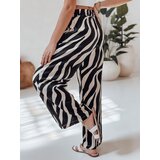 DStreet Spodnie damskie wide leg w paski ZEBRAVIBE beżowo-czarne | Shoptok.si