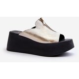 Zazoo 2916 Women's Slippers on Chunky Platform with Zipper Gold Cijene