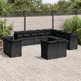  13-dijelni set vrtnih sofa s jastucima poliratan crni | shoptok.hr