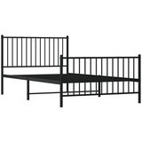  Metalni okvir kreveta uzglavlje i podnožje crni 107x203 cm | shoptok.hr