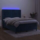  Box spring s madracem LED tamnoplavi 140x200 cm baršun | shoptok.hr