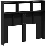vidaXL Ormarić za uzglavlje s LED svjetlima crni 120 x 17 x 102 cm | shoptok.hr