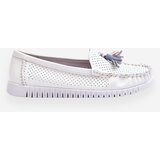 EVENTO Women's Openwork Leather Loafers White Lanzarot | Shoptok.si