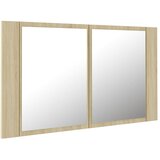  LED kupaonski ormarić s ogledalom boja hrasta 80x12x45 akrilni | shoptok.hr
