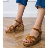 D/CEO Brown sandals with embroidery on the edges Lurisa | Shoptok.si
