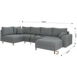 Ropez Siva kutna garnitura od bouclé tkanine (s desnim kutom/u obliku slova "U") Ariella – | shoptok.hr