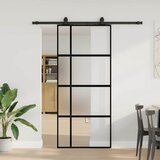  Klizna vrata s priborom crna 90 x 205 cm kaljeno staklo | shoptok.hr