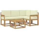 vidaXL Zunanja garnitura za sedenje z blazino 5 pcs Bela in krem, (5000281152) | Shoptok.si