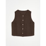 Sinsay Bluza bez rukava s gumbima od viskoze s dodatkom lana | shoptok.hr